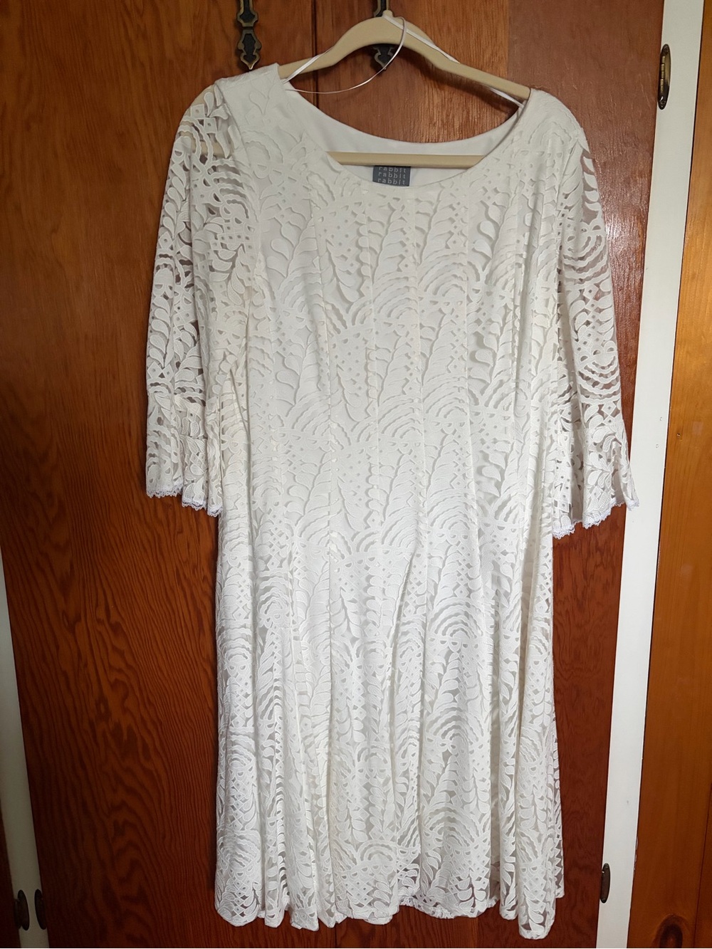 Rabbit Rabbit Rabbit White Lace Long Sleeve Swing Dress